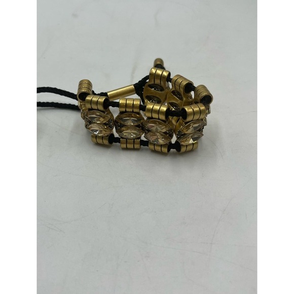 J. Crew Amber Color Rhinestone‎ Gold Tone Black Toggle Adjustable Bracelet - Picture 14 of 14